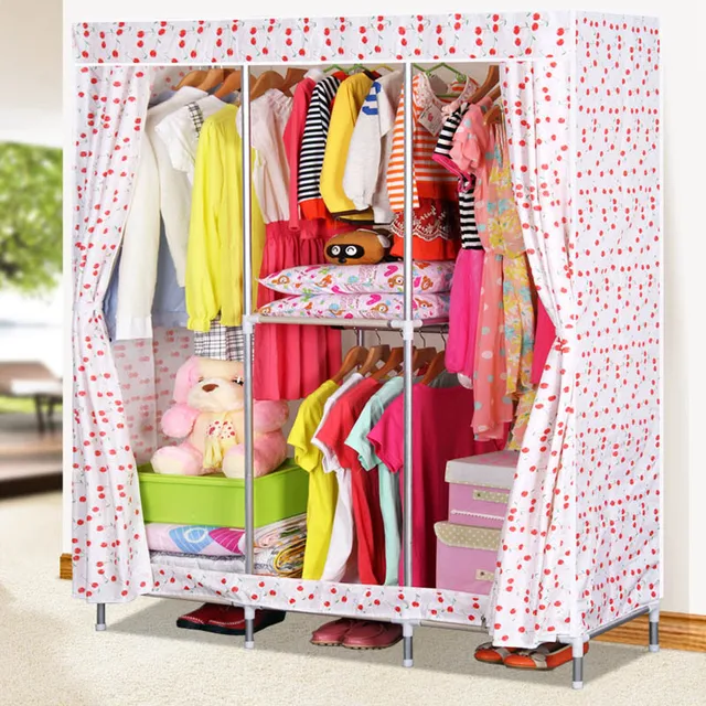 Best Price Printed Oxford cloth wardrobe 19MM steel pipe free combination wardrobe Large capacity Bedroom storage cabinet Home Furniture Best Price Printed Oxford cloth wardrobe 19MM steel pipe free combination wardrobe Large capacity Bedroom storage cabinet Home Furniture