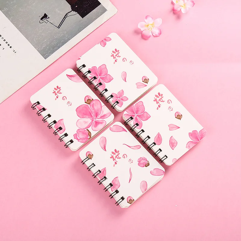 Япония кавайная розовая Сакура романтическая спиральная записная книжка бумага вишни студенческие канцелярские принадлежности Школьные офисные принадлежности дневник блокноты