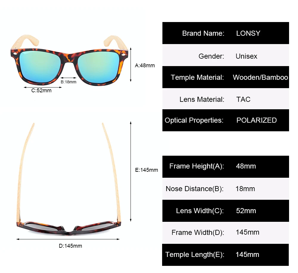 Женские солнцезащитные очки в деревянной оправе пластиковые бамбуковые очки винтажные Lumia деревянные солнцезащитные очки LS5003