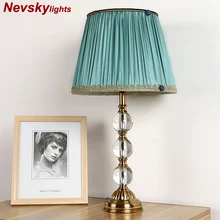 Хрустальная настольная лампа с плофоном ткани для спальни тумбочка светильник настольный для гостинной прикроватные настольные лампы современной книжной лампы E27 чтения светильник белый абажур