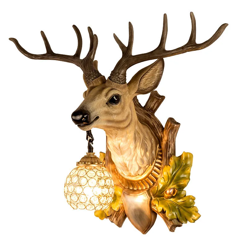 

New Wall Lamp Retro Resin Deer Horn Lamps Home Decoration Luxurious Lighting Vintage Indoor Lighting Bedside For Home Luminaire