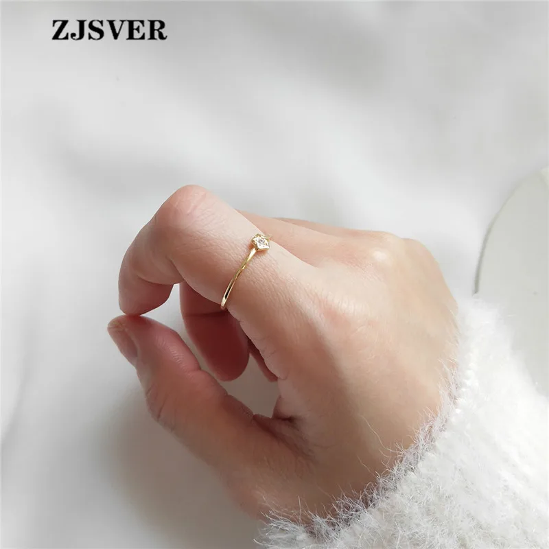 ZJSVER 925 пробы серебряные кольца золотые корейские модные простые в форме звезды
