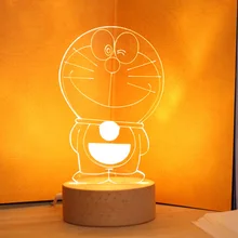 Doraemon моделирование настольная лампа мультфильм животных 3D освещение свет милый 5 в USB зарядка ночник, для дома светодиодный светильник подарок на день рождения