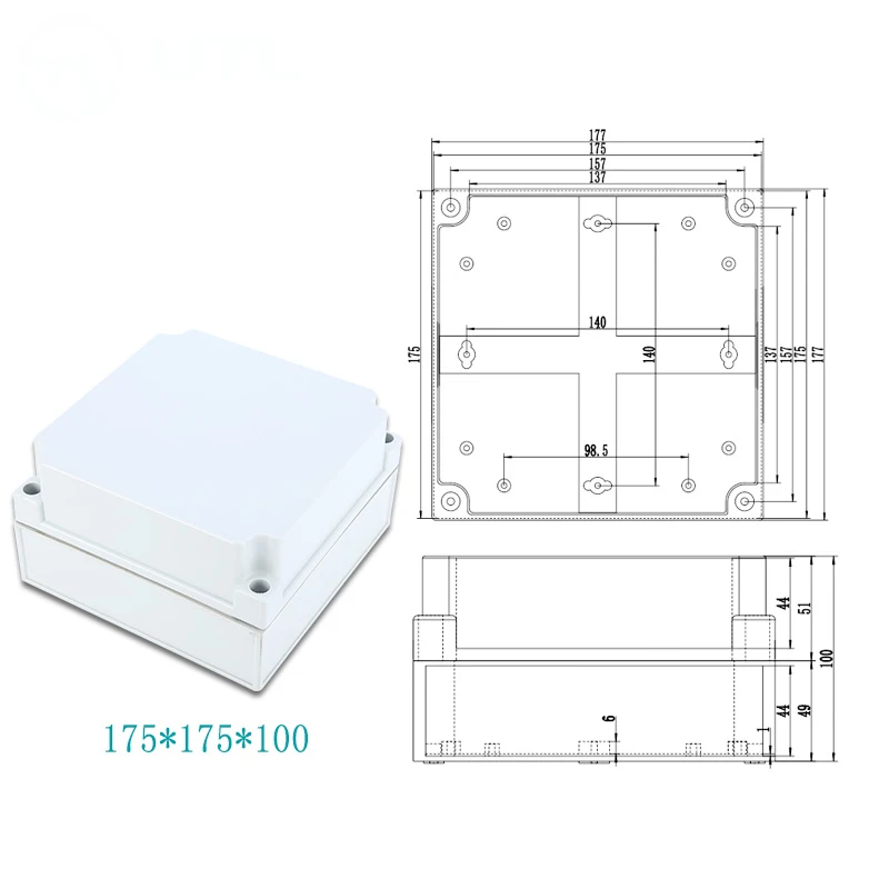 ABS Пластик IP67 Водонепроницаемый распределительная коробка DIY открытый распределительная коробка ответвительная коробка кабеля - Цвет: 175x175x100