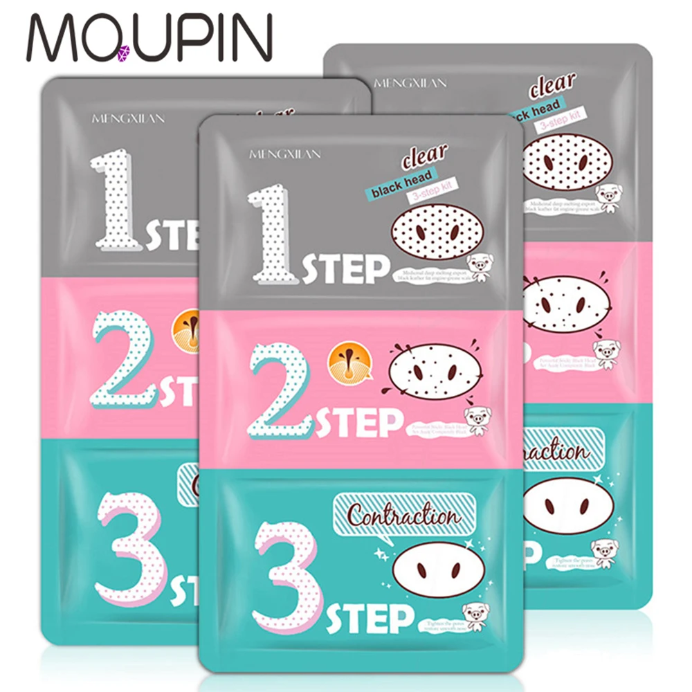 

7 Pcs 3-in-1 Blackhead Mask Cleansing Pore Remove Blackhead Acne 3 Step Set Beauty Clean Nose Sticker Deep Cleaning Shrink pores