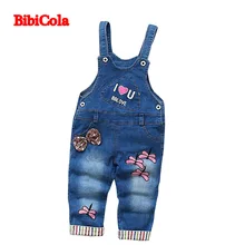 BibiCola/весенне-осенние штаны для маленьких мальчиков и девочек детский джинсовый комбинезон для девочек штаны для мальчиков милые длинные штаны с героями мультфильмов, одежда