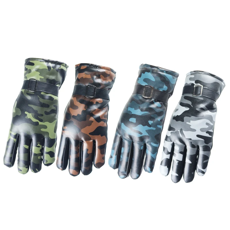 Luvas Для мужчин Esquiar перчатки высокое качество Для женщин руки теплые Camo кожа хлопок утолщенной мужские перчатки Водонепроницаемый