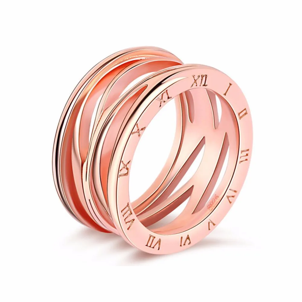 Trendy Women's Rings Roman Numerals Rose Gold Color Fashion jewelry Engagement Wedding Cross Statement Ring Women Party Girls