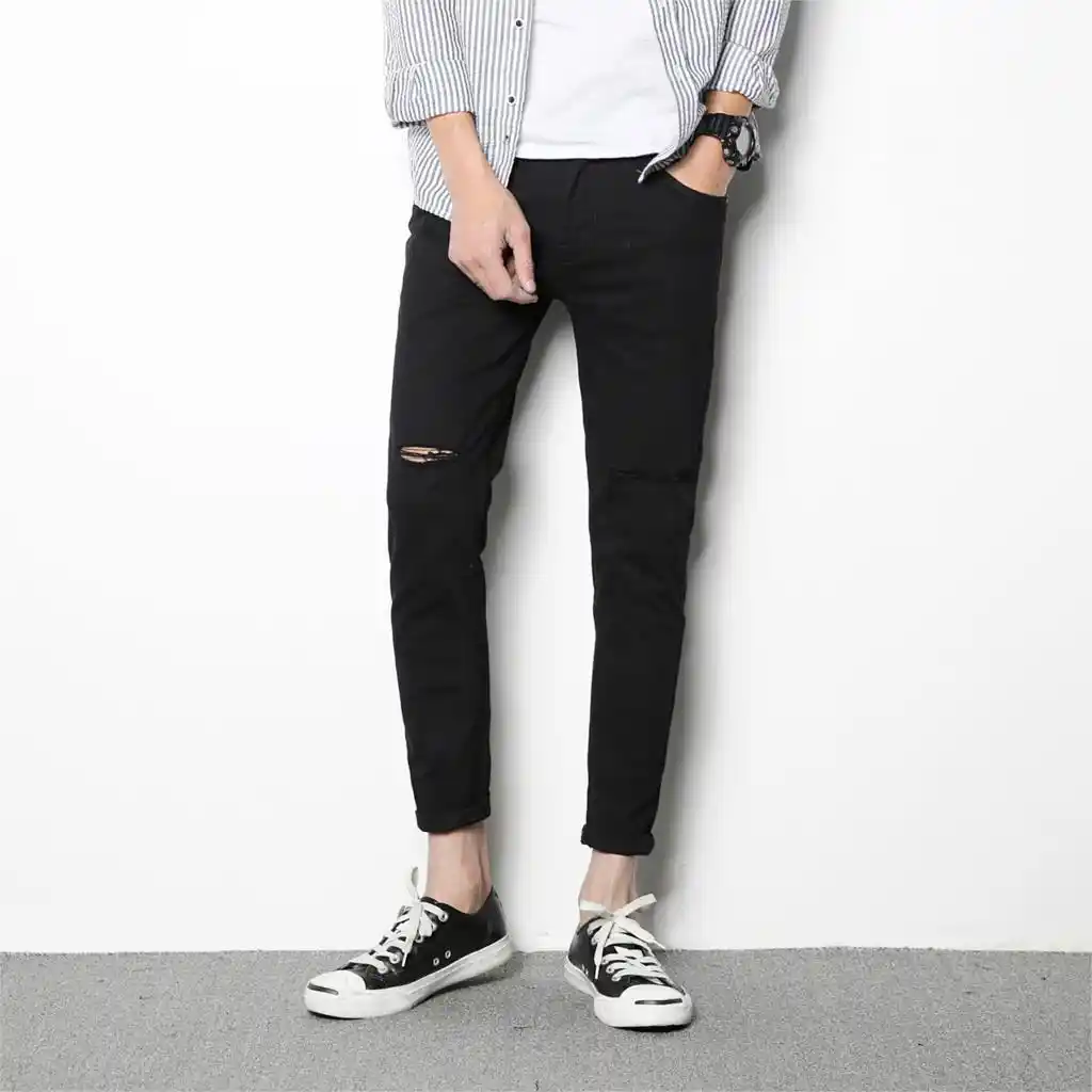 black scratch pant jeans