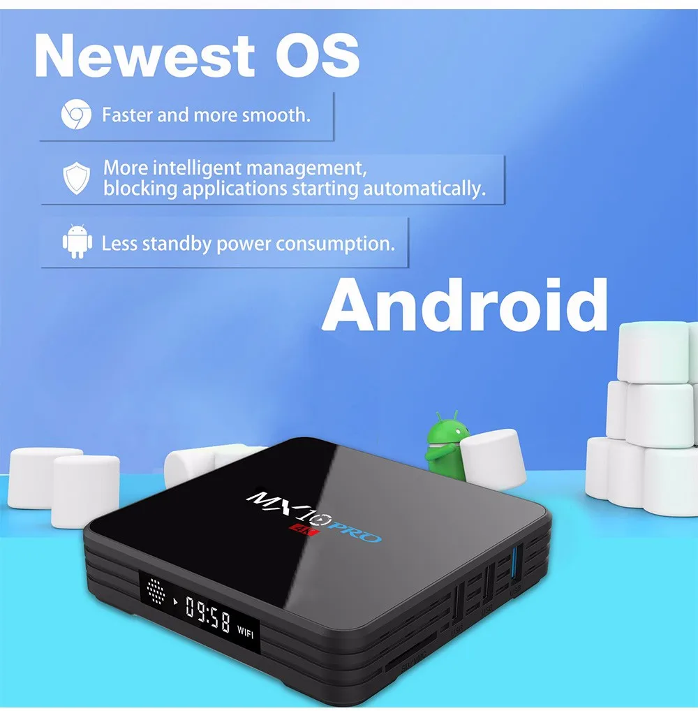 MX10 PRO ТВ коробка с цифровой Дисплей Декодер каналов кабельного телевидения Android 8,1 4 GB Оперативная память 32 ГБ Встроенная память 2,4G 5G Wi-Fi Media Player BT4.1 Поддержка 4 K H.265