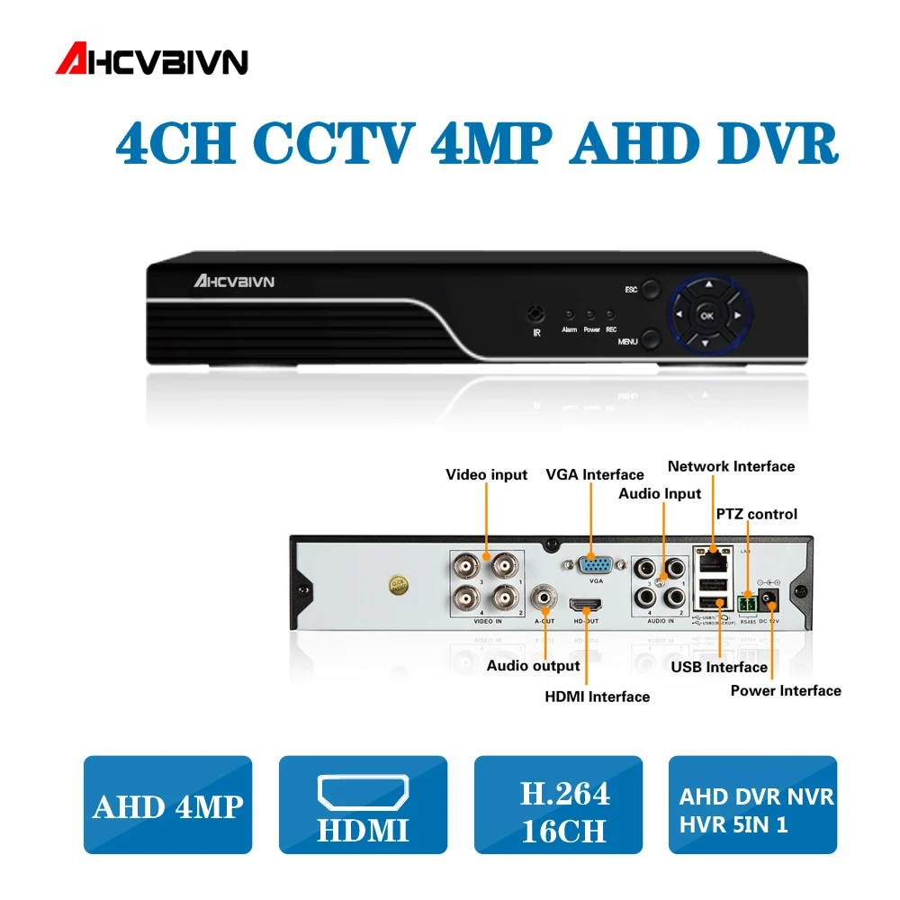 

Home 5MP HD 4CH 8CH AHD DVR TVI CVI IP 5 in 1 CCTV 4 Channel 5.0MP HDMI Video Recorder AHD/TVI/CVI/CVBS/IP 5 IN 1 DVR