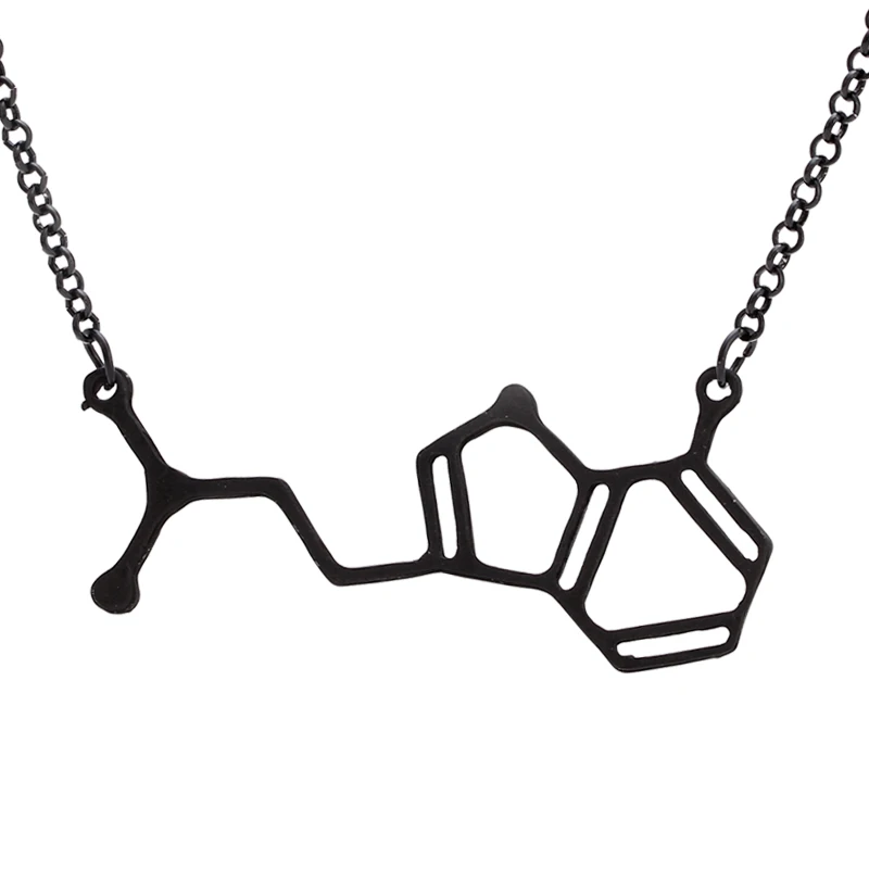 Молекула серотонина химическое ожерелье маленькая черная Подвеска Ожерелье s для женщин милые Простые Вечерние ювелирные изделия