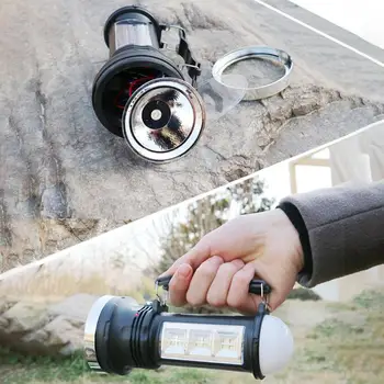 

LumiParty Solar Powered Portable Lantern LED Camping Flashlight Power Line Charging Handled Torch Multifunctional Flashlight