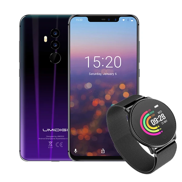 Бесплатный Uwatch в подарок UMIDIGI Z2 глобальная версия 6," 6 ГБ 64 Гб FHD+ полный экран Helio P23 Android 8,1 3850 мАч Face ID 4G смартфон - Цвет: Add Uwatch T Black