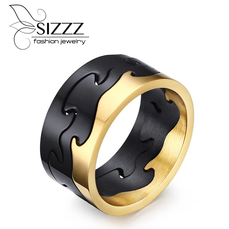 

SIZZZ Exclusive Removable Rings for Men Jewelry Black Stainless Steel Mens Engagement Rings Gold/Black/Silver Plated