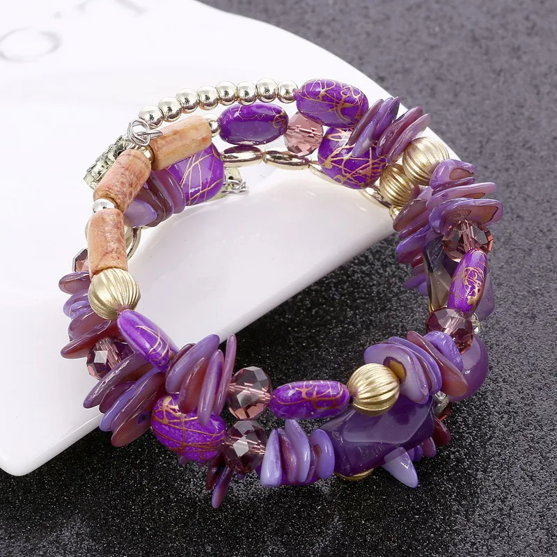 Богемные Многослойные Кристальные браслеты с бусинами из натурального камня и браслеты бесконечность очаровательные ювелирные изделия для женщин Подарочные Браслеты Mujer