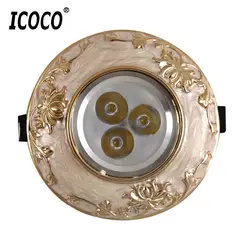 Icoco Европейский Стиль 3 Вт светодиодный потолочный светильник смолы Панель дома Освещение лампа офис внимания современный Спальня
