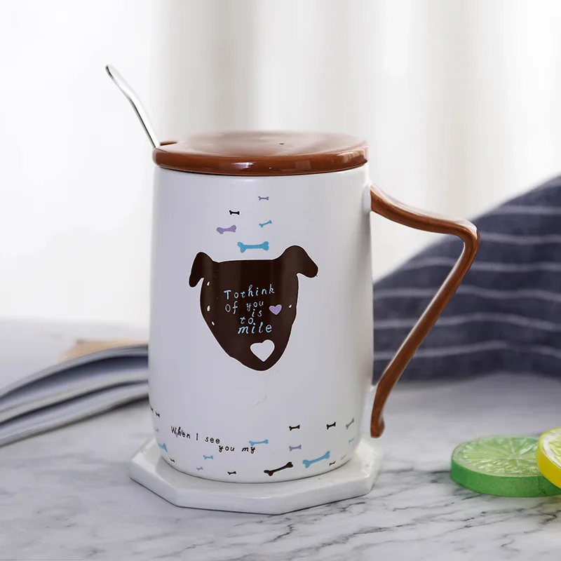 Большая емкость мультфильм животных керамическая чашка с крышкой Ложка креативная чашка скраб офисная кофейная кружка