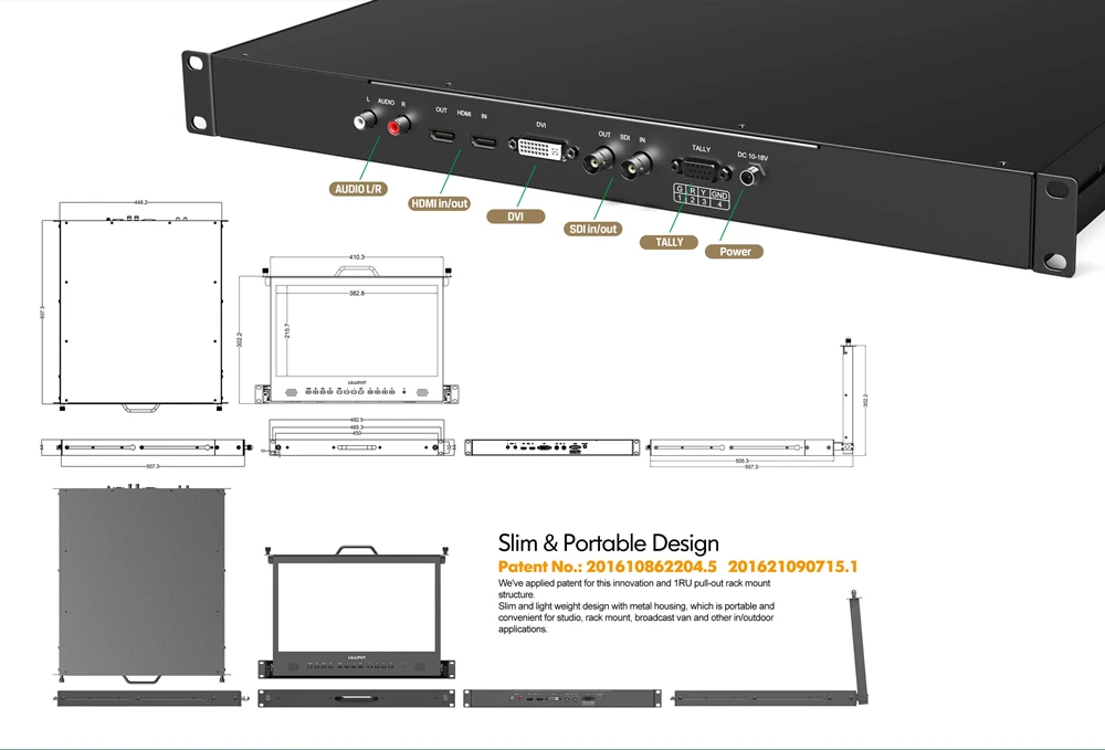 Lilliput RM-1730S 17," 3g SDI монитор вещания директора монитор Full HD 1920*1080 ips 1RU монитор для монтажа в стойку HDMI Tally VGA