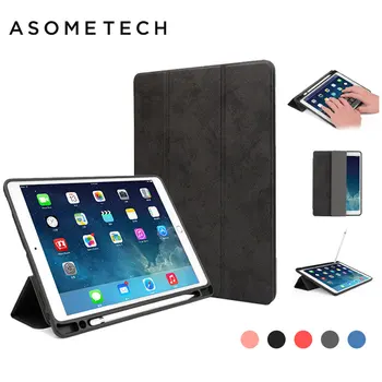 

Luxury Soft Leather Stand Cover Pencil Case For iPad 9.7 2018 A1893 Tablet Fundas For Apple ipad Pro 10.5 Leather Pen Slot Cases