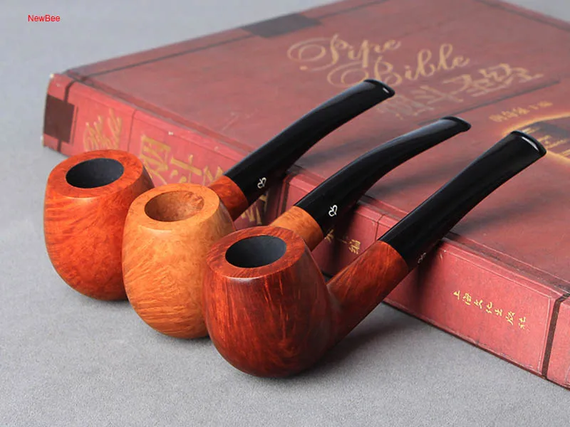 ft7-Briar Wood Tobacco Pipe 9mm Activated Carbon Bent Type Arylic Mouthpiece 148mm Length