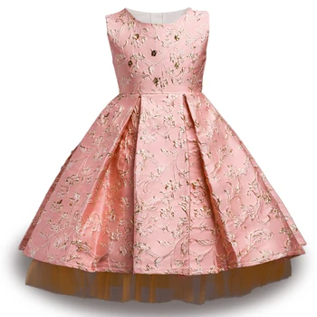 

2018 Autumn Winter Dress for Girl Flower Bronzing Baby Dress For Wedding Kids Party Christmas Dress for Toddler Girls Clothes