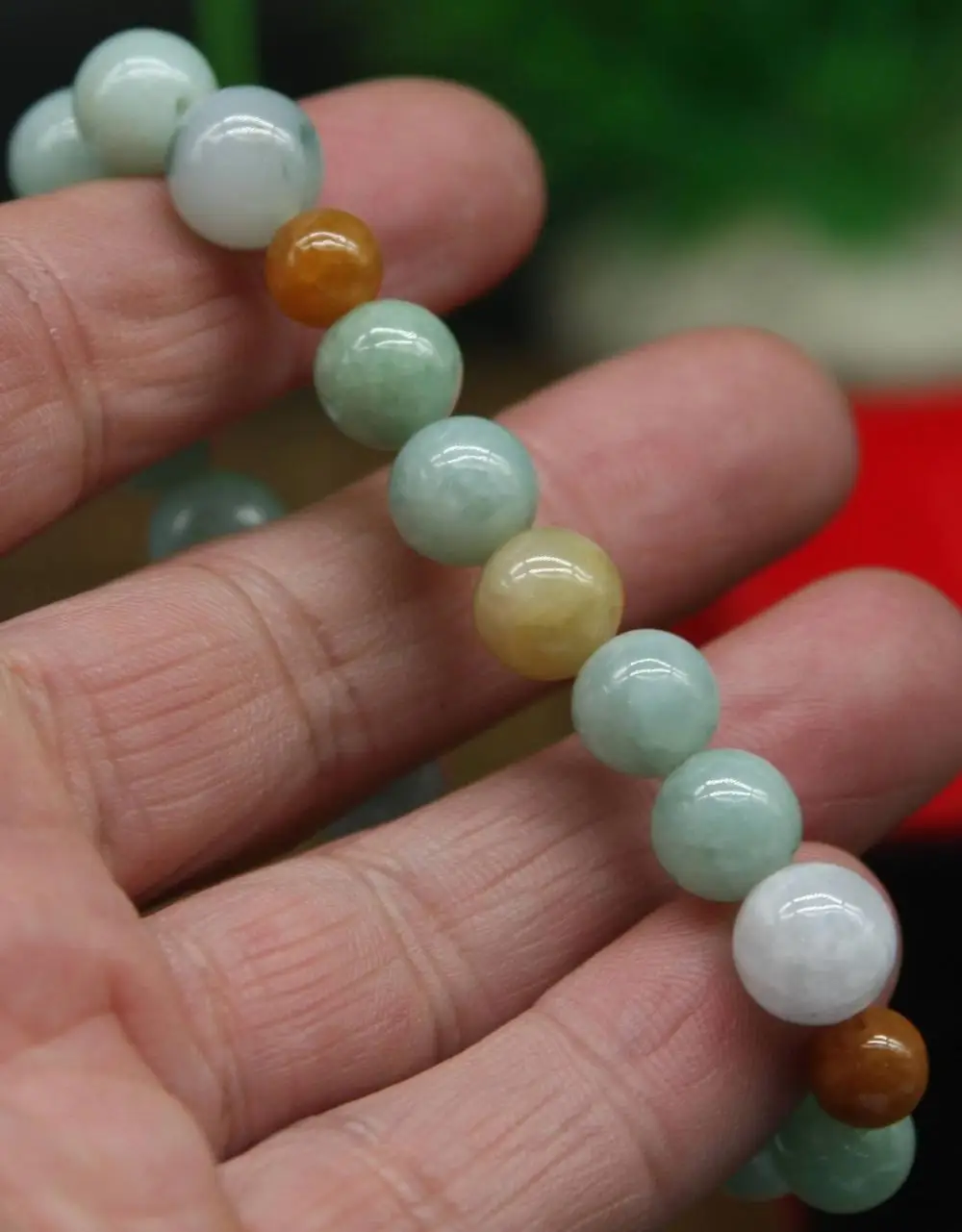 Сертифицированный 3 цвета 100% натуральный нефрит Jadeite браслет из бисера 9 ~ 10