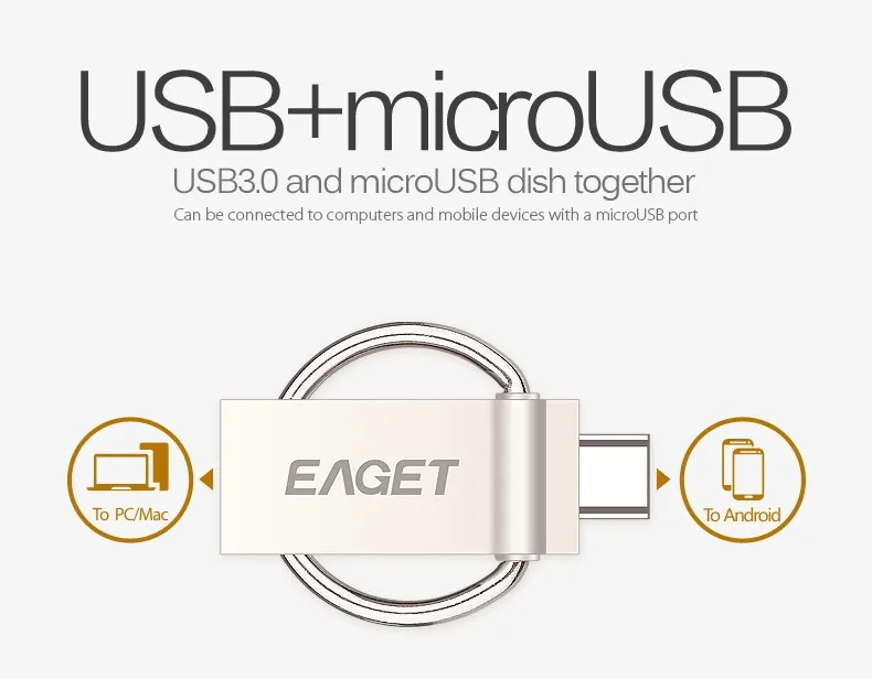Официальный EAGET V90 USB флешка OTG Смартфон накопитель Micro USB флешки USB 3,0 High Скорость 64 ГБ Флешка USB Stick
