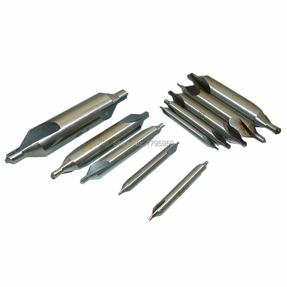 10pcs HSS Centre Drill Set Metric Combined Countersinks 60 Degree Angle