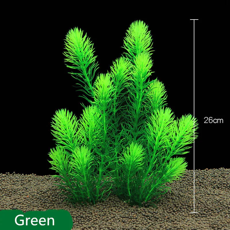 26 см подводный Искусственный пластик водные растения аксессуары аквариума аквариум зеленая Хризантема пейзаж газон - Цвет: Green