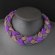 CirGen модные богемные Бохо смешанные цвета массивные тонкие бусины цепочка Колосок чокер ошейник нагрудник ожерелье женское украшение, AF002