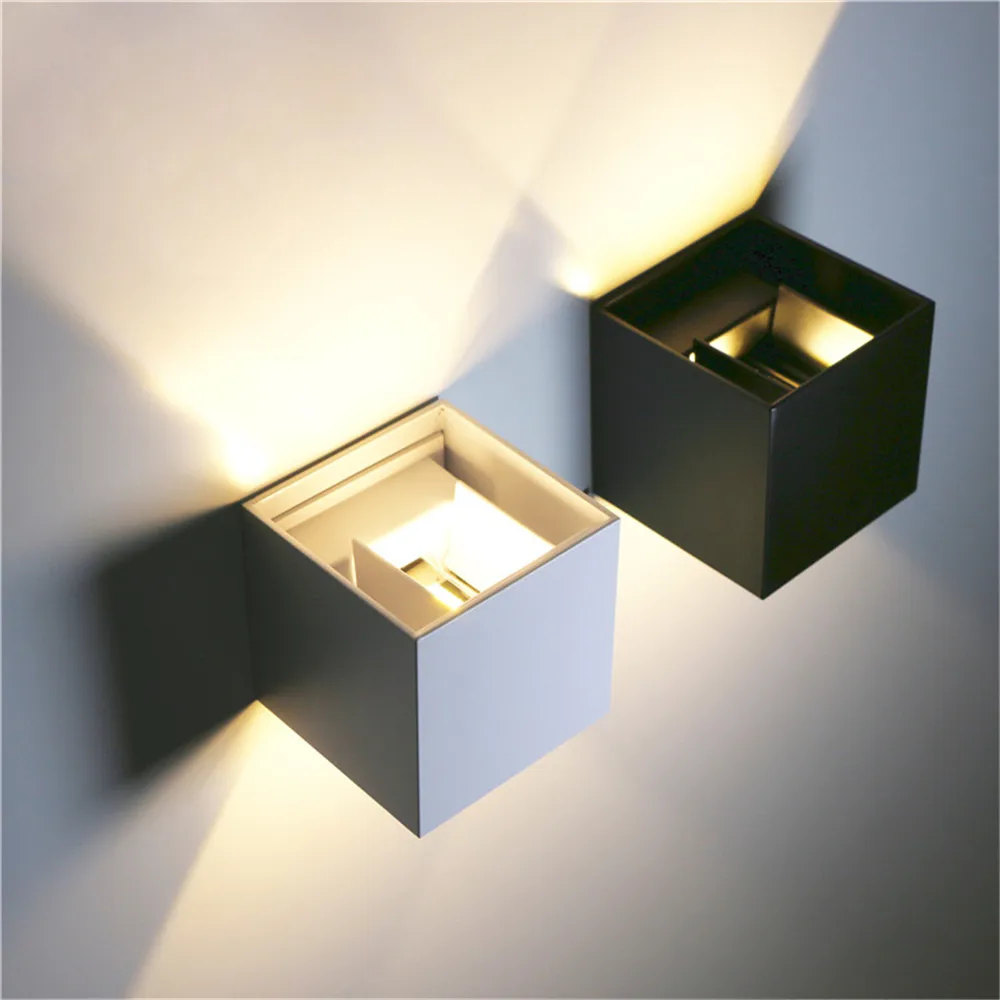 12W LED Wall Light Waterproof IP65 Outdoor Modern Brief Cube Adjustable Wall Lamps Living Room Porch Garden Lamp AC85-265V