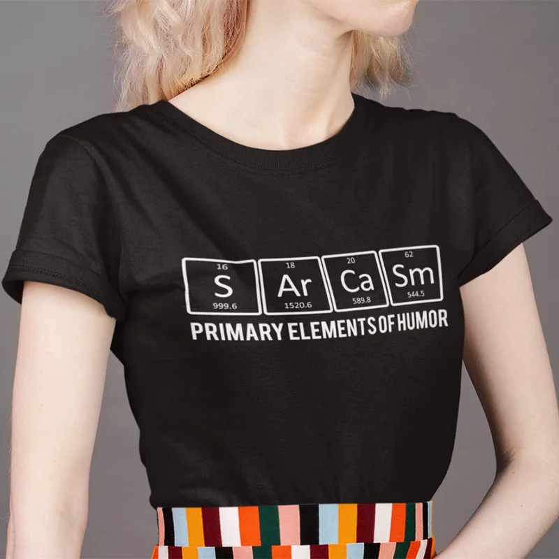 

Sarcasm T Shirt Chemical Element Creative Combination Letter Print Tops Short Sleeve Humor Tee Femme Breathable Shirt