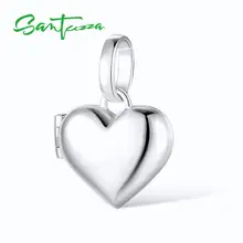 Colgante de corazón de plata de santuza apto para collar pulsera foto medallón plata de ley pura 925 señoras fiesta joyería de moda(China)