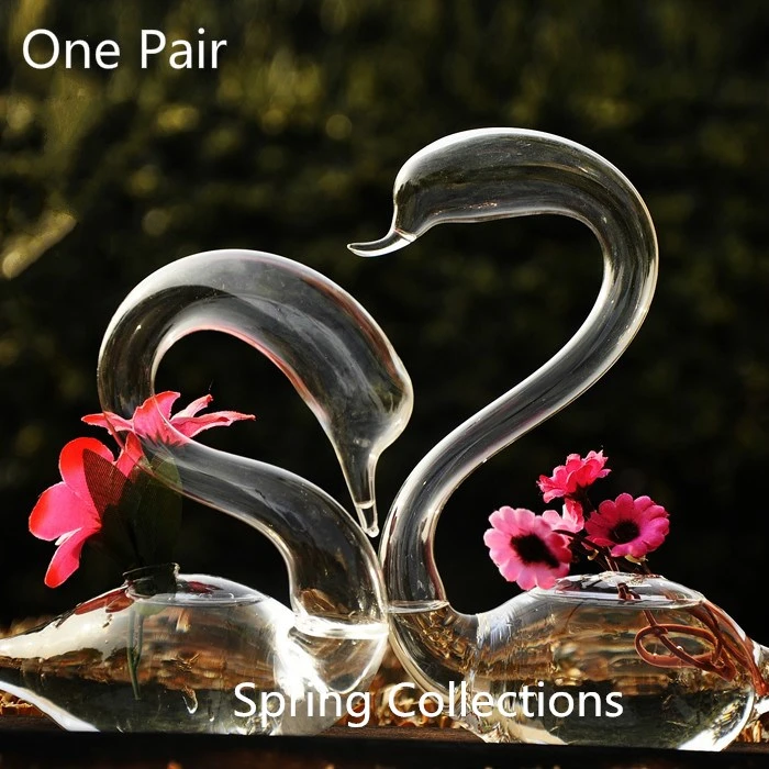 1 ペア ロット白鳥ガラス花瓶テラリウム花瓶植木鉢卓上ガラスキャンドル現代のウェディング床エアープランター装飾花瓶 Candle Model Vase Glassvase Pink Aliexpress