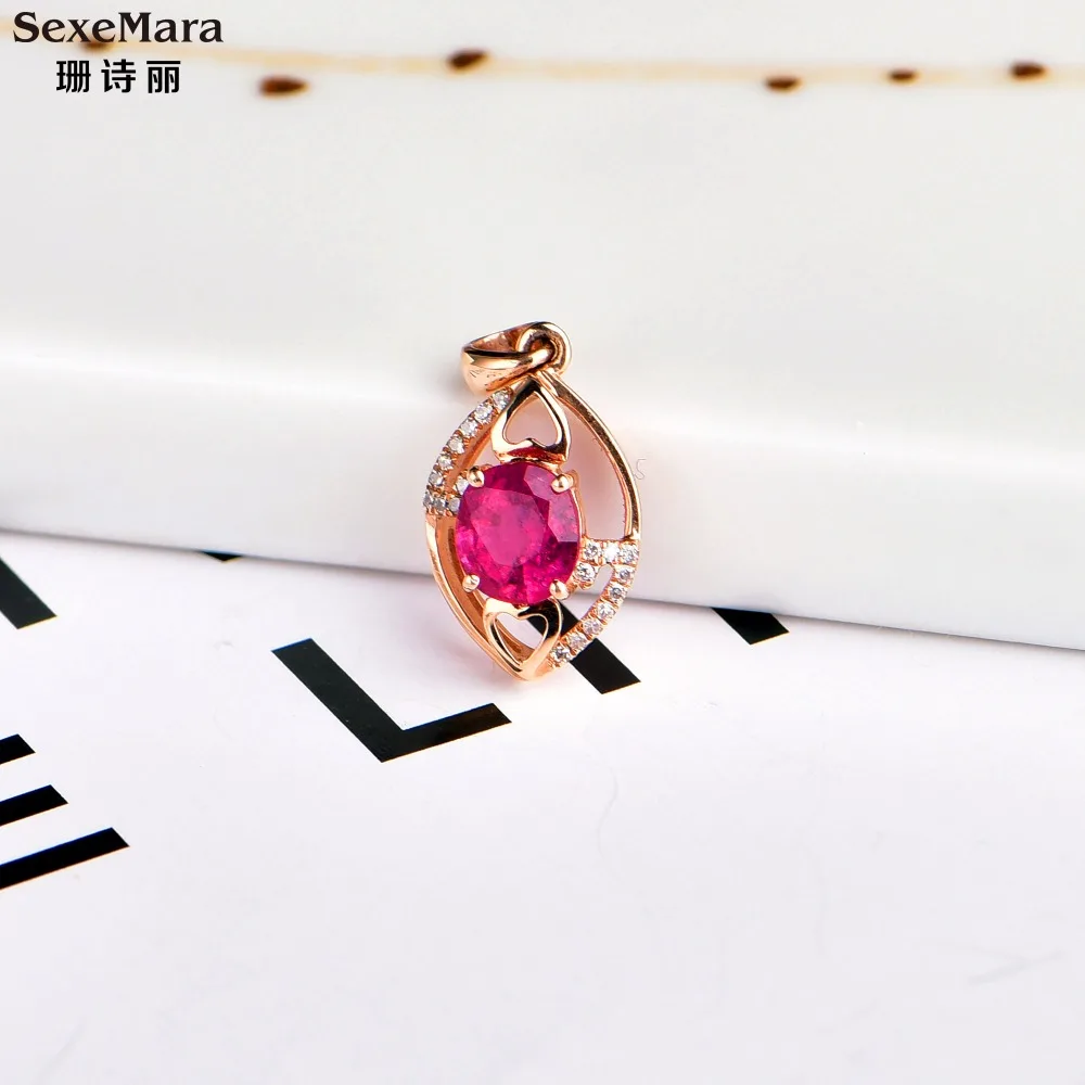 

natural pigeon blood rubellite Pendant 18K gold color gems Gemstone Necklace