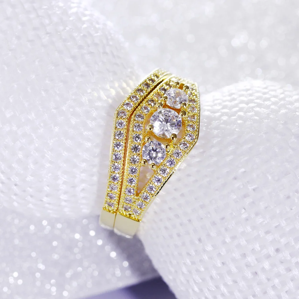 DreamCarnival 1989 Deluxe Stacking Ring 2 pieces set Hot sell High grade Lover rings Gift for Valentine Love jewelry SJS19499