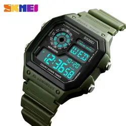 Топ люксовый бренд skmei led цифровые часы мужские спортивные часы Человек Водонепроницаемый Многофункциональный pu ремешок Военная reloj hombre
