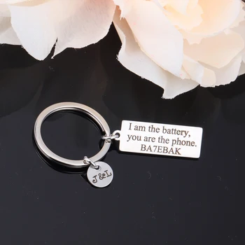 

Jewelry I Am The Battery You Are The Phone Customized Initials Lovers Name Personalized Couple Gift Keychain Pendant Keyrings