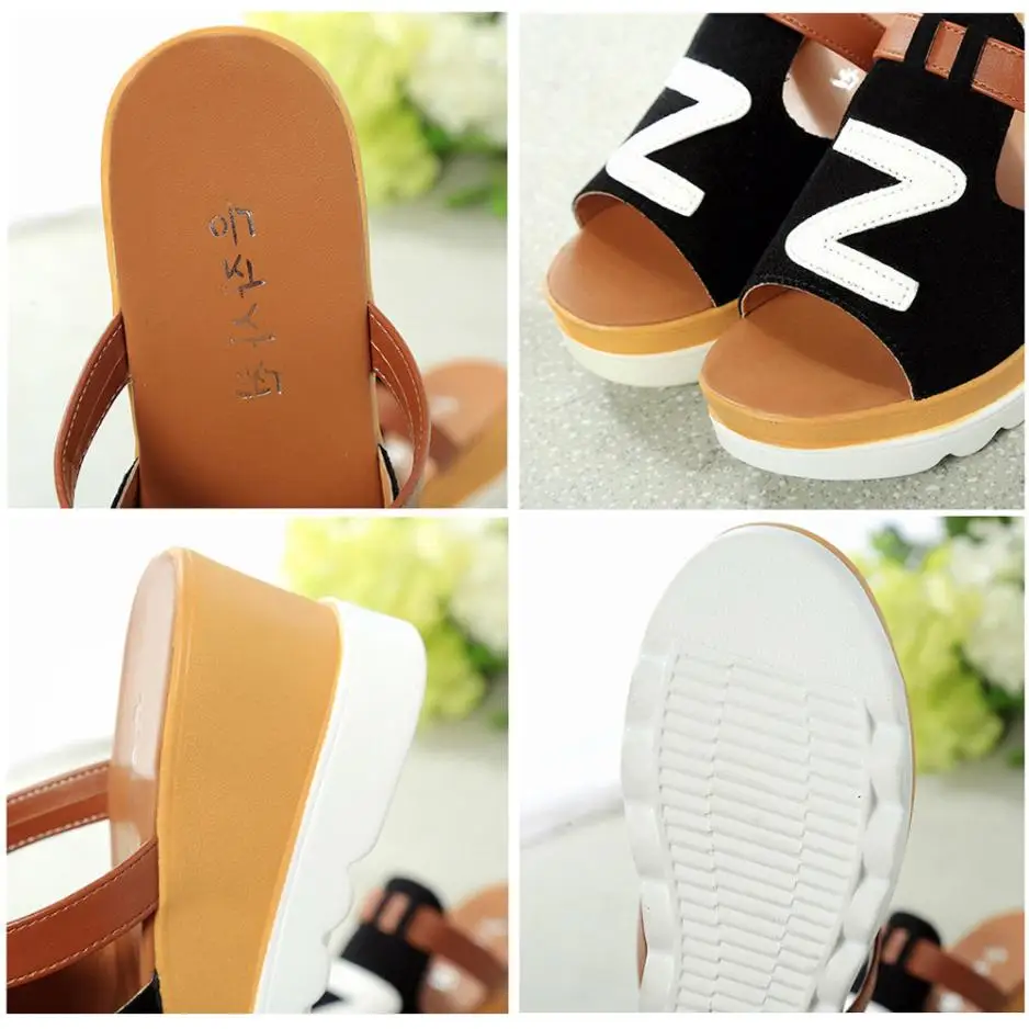 Summer Fashion Gladiator Casual Solid Color Wedges Peep Toe Flatform Shoes High Heels Sandals Slippers Sexy Women Footwear