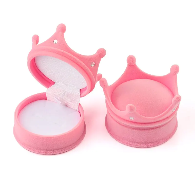 

2 pieces lovely Velvet jewelry box wedding ring box Crown shape gift box Necklace Ring Case Earrings Holder for jewelry display