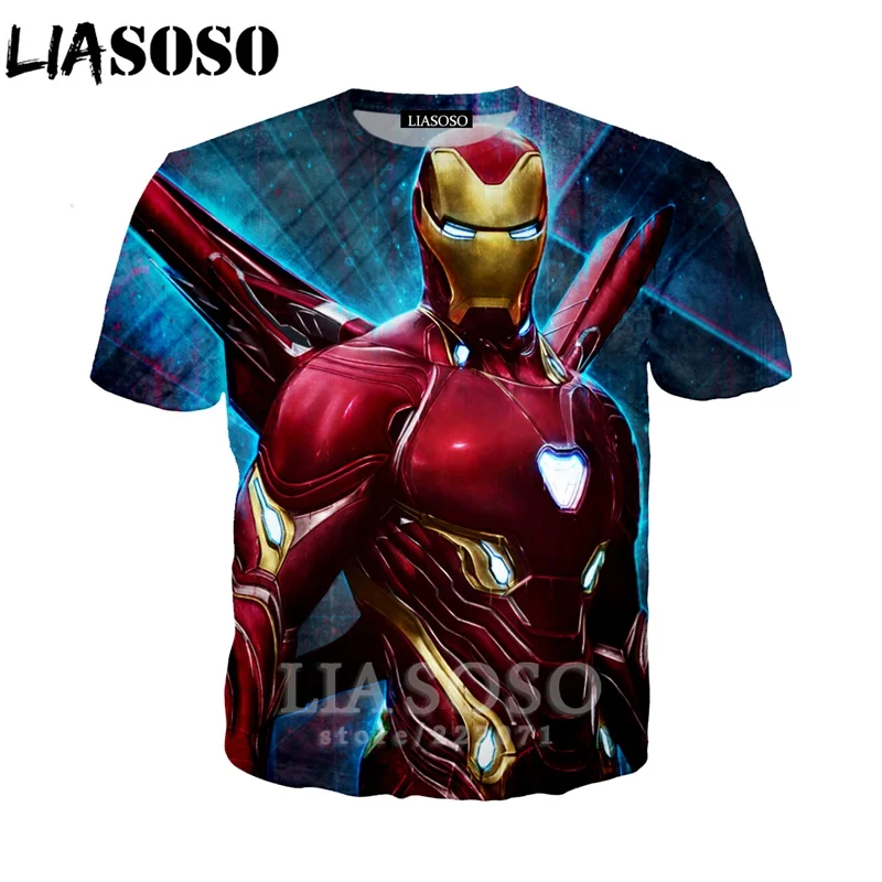 LIASOSO 2019 Summer New Men Women 3D Print Latest Movie Avengers Endgame Short Sleeve T shirt Fashion Sweatshirt Pullover B008-1