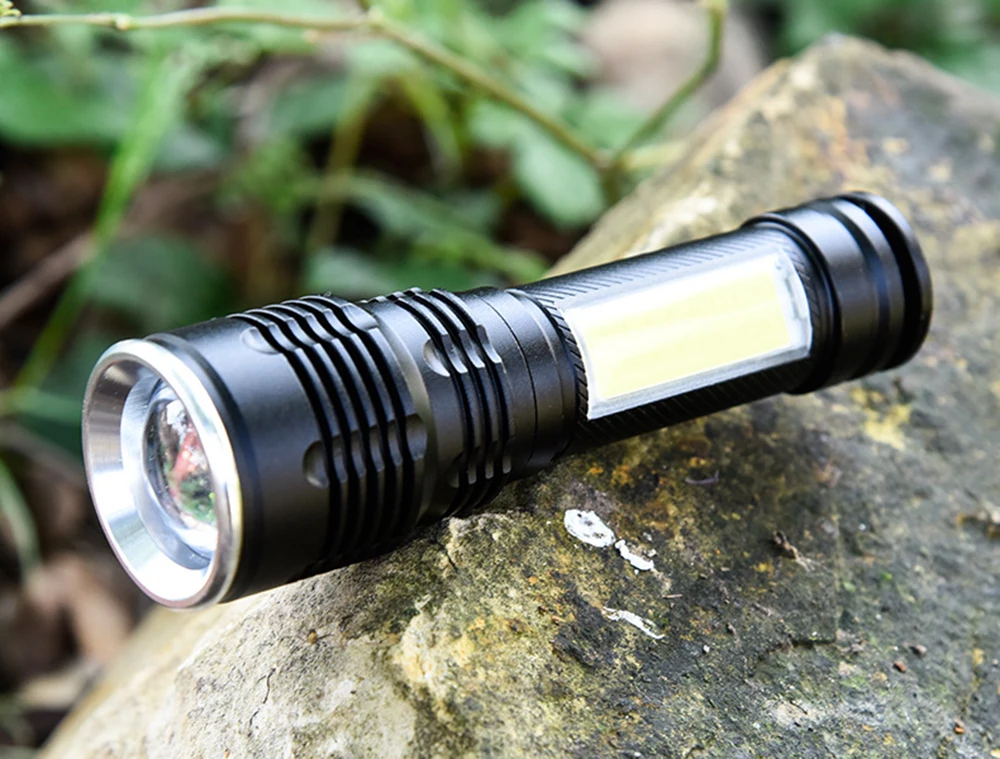 Супер яркий светодиодный фонарик 4 режима с боковым светом водонепроницаемый тактический фонарь поддержка зума использование 18650 батареи для ночного освещения