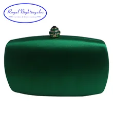 Élégant Dur Boîte D’embrayage Soie Satin Vert Foncé de Soirée Sacs pour Chaussures Assorties et Femmes De Mariage De Bal de Soirée