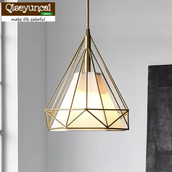 

Qiseyuncai 2018 American Restaurant Full Copper Diamond Chandelier Simple Creative Personality Bar Single Head Three Head Lamps