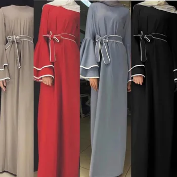 

Muslim Dress Burqa Dropship March Djellaba Dubai Women Open Front Cardigan Jilbab Kaftan Abaya Muslim Robe Maxi DressY58