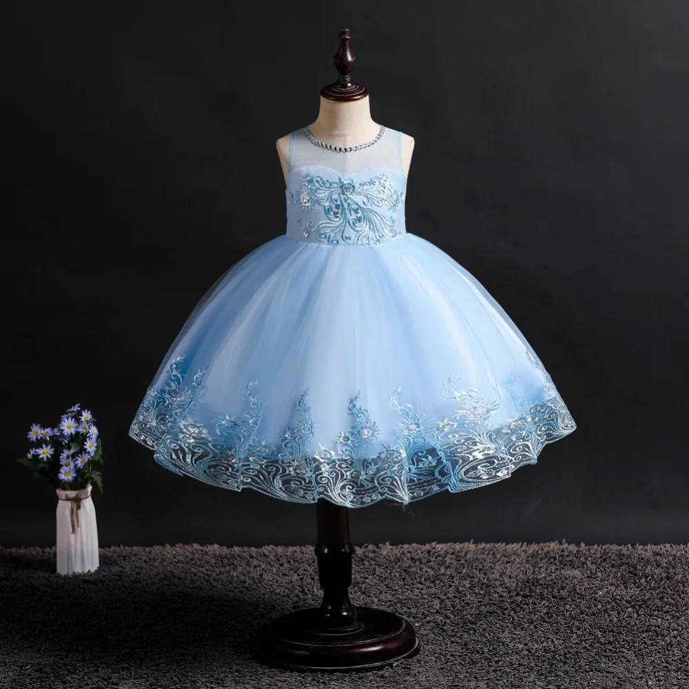 Cute Flower Baby Girl Dresses 2019 Tule Princess Dress Children Evening Clothing Sequins Kids Prom Gown For Girls Wedding Party (1)