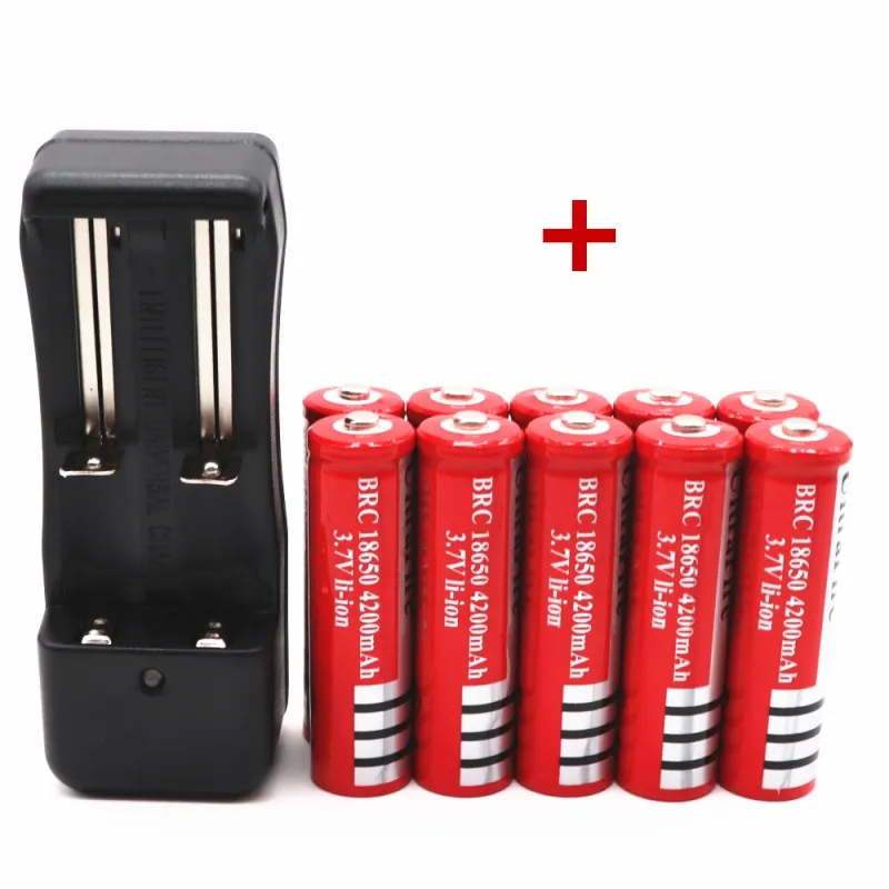 

New 3.7V 18650 Batteries 4200mAh Li-ion Rechargeable Battery For Flashlight +EU Battery Charger