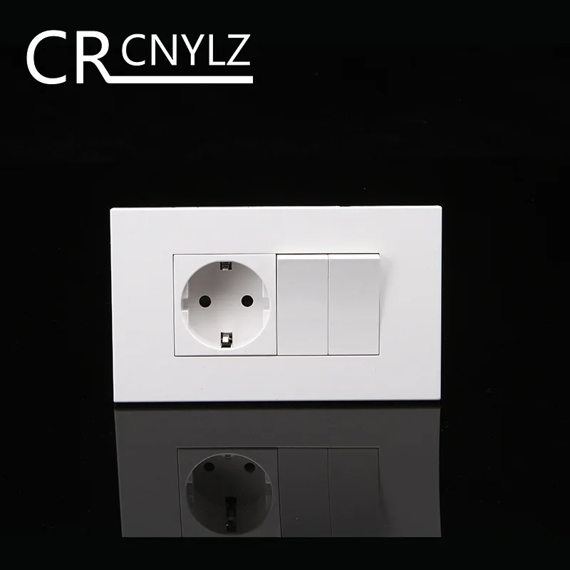 

EU Household 2-hole wall socket with switch 2 Gang 1Way Switch Socket 250v 16A