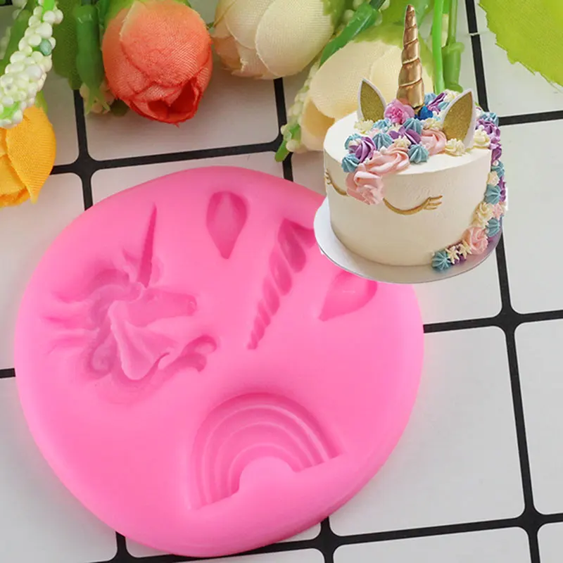 

Mujiang Unicornio Ear Eye Cake Silicone Mold Baby Birthday Cake Decorating Tool Rainbow Unicorn Fondant Chocolate Gumpaste Molds